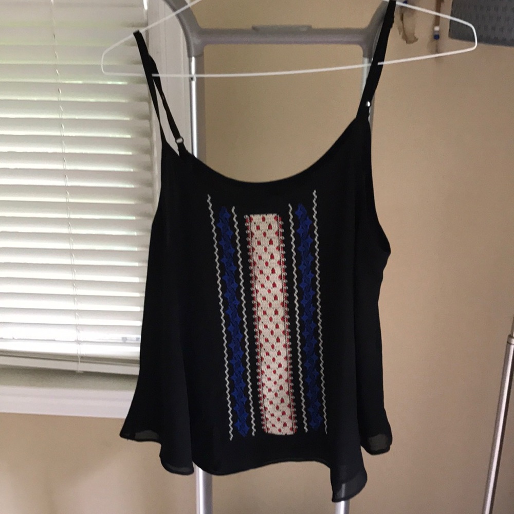 Black Embroidered Tank Top